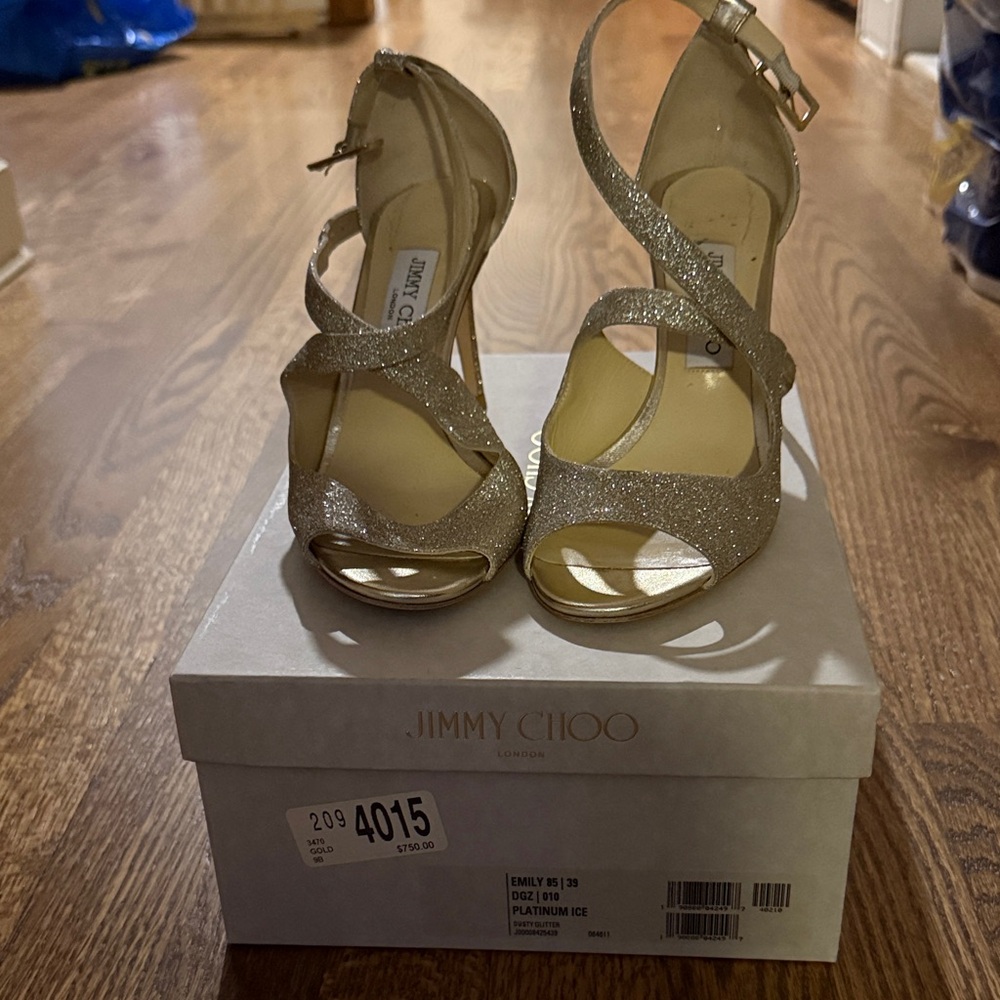 Jimmy Choo Glittering Gold Strappy Heels